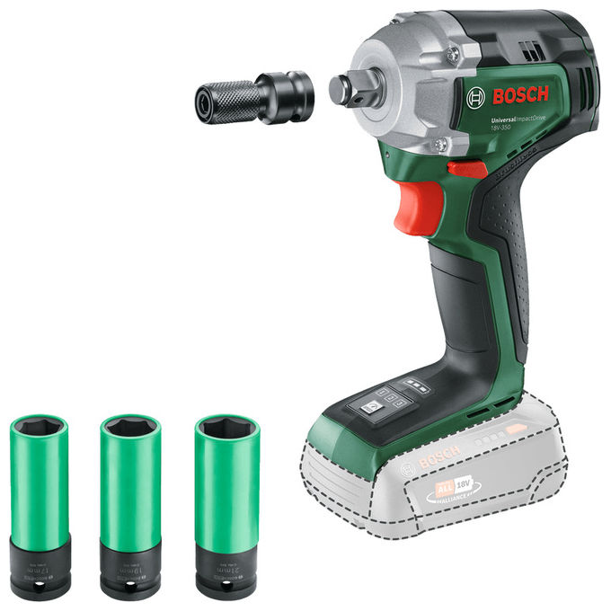 Avvitatori a massa battente batteria BOSCH UniversalImpactDrive 18V-350 - BT con accessori
