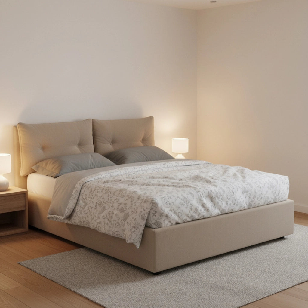 Bacio, Letto Piazza e Mezza Materasso Incluso Made in Italy, Grigio Tortora
