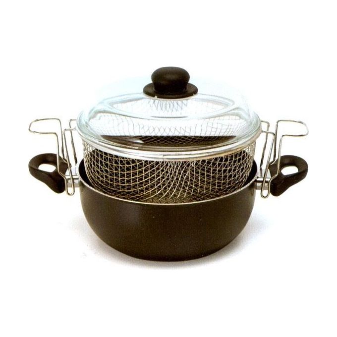 Ballarini 35260F.24 Firenze Friggitrice con Rivestimento Antiaderente Cortan Multistrato e Cestello in Acciaio colore Nero