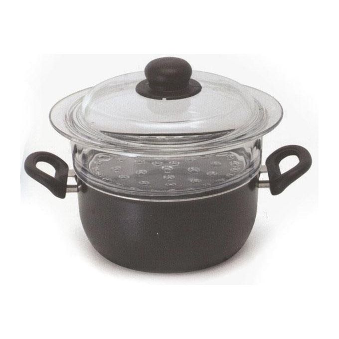 Ballarini 750000960 Firenze Vaporiera in Alluminio 20 cm Antiaderente Cortan Manici Bachelite colore Nero