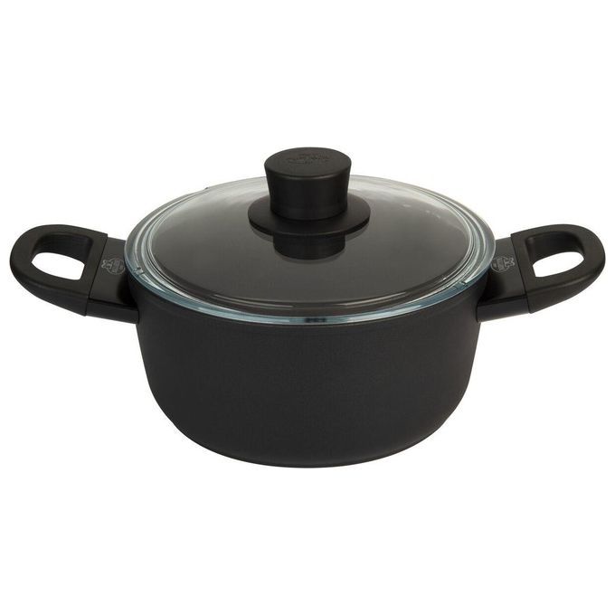 Ballarini 75002-921-0 Pentola con Coperchio in Vetro Alluminio Antiaderente 3 Strati Adatta Induzione e Gas colore Nero