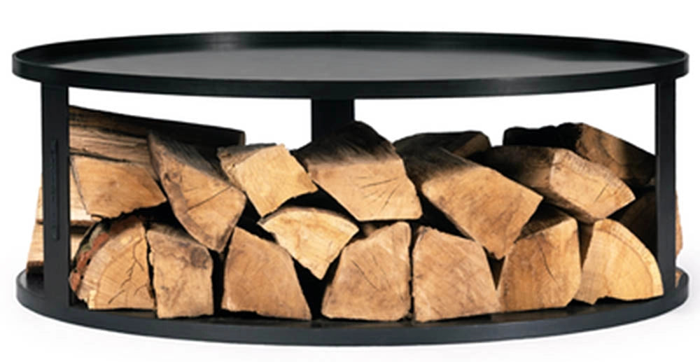 Barbecue Base per braciere rotondo con deposito di legna 72 cm
