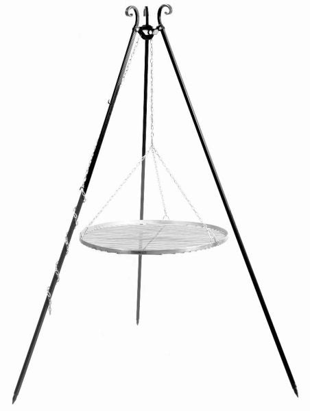 Barbecue Treppiede da 180 cm con griglia in acciaio inox da 50 cm