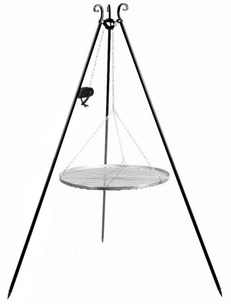 Barbecue Treppiede da 180 cm con griglia in acciaio inox da 70 cm + verricello Barbecue Treppiede da 180 cm con griglia in acciaio inox da 70 cm + verricello