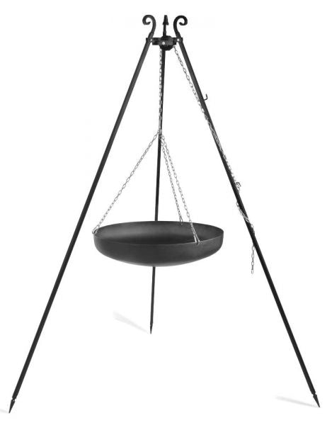 Barbecue Treppiede da 180 cm con wok in acciaio naturale da 60 cm