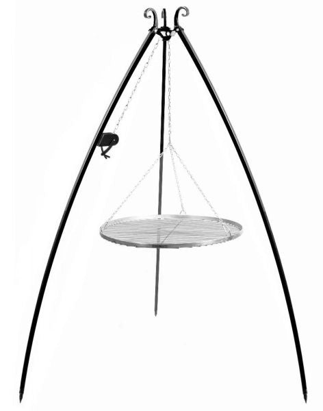 Barbecue Treppiede da 200 cm con griglia in acciaio inox da 50 cm + verricello Barbecue Treppiede da 200 cm con griglia in acciaio inox da 50 cm + verricello