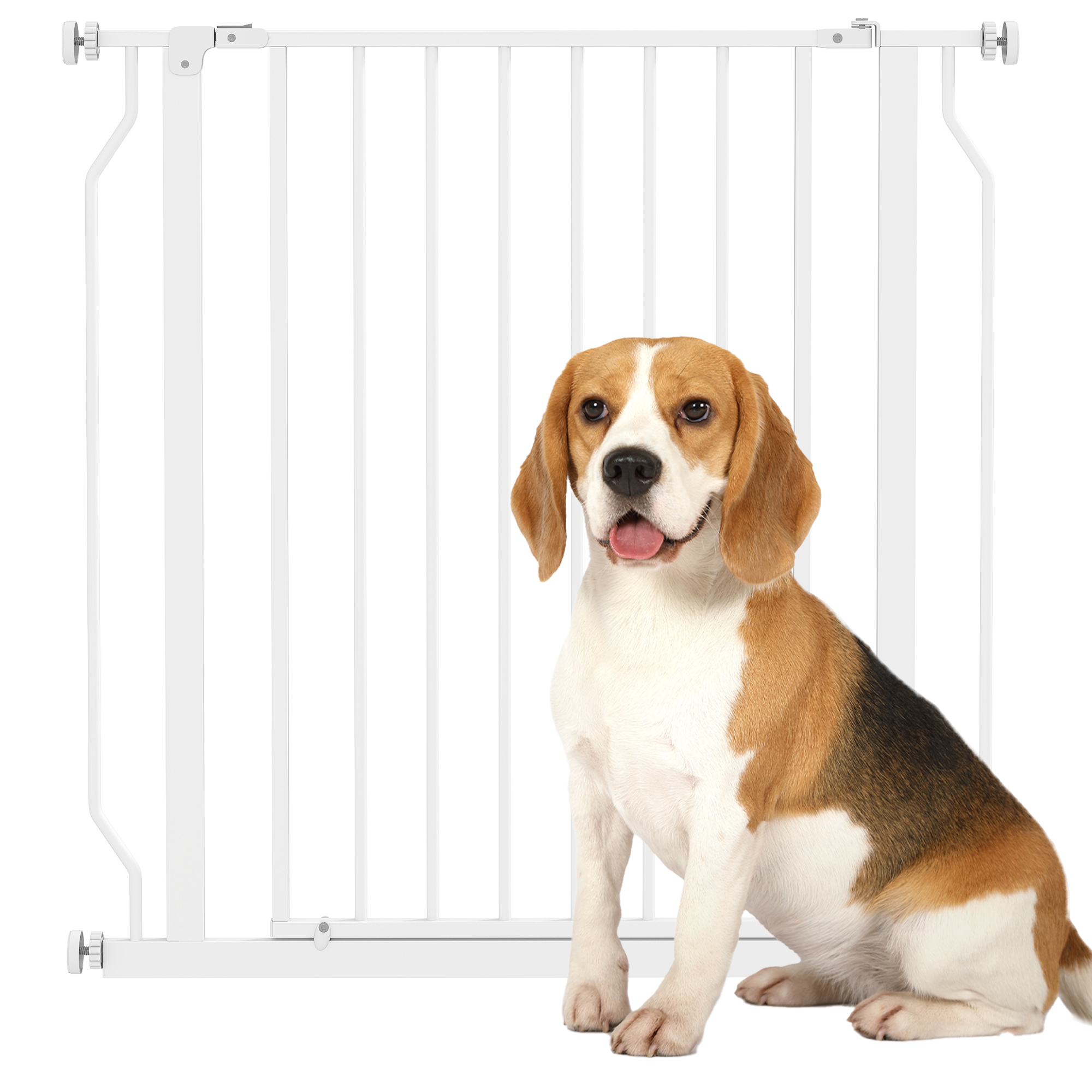 Barriera di sicurezza PawHut per cani, espandibile, 75-85x76 cm, per scale, corridoi, porte, senza foratura in acciaio