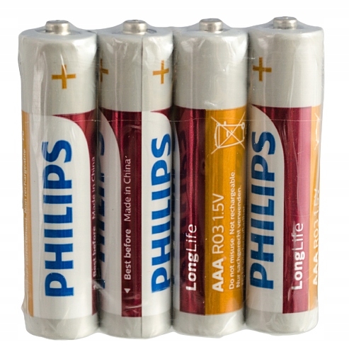 Batterie Philips R03/aaa 1,5 V A Dita Piccole, 4 Pezzi.