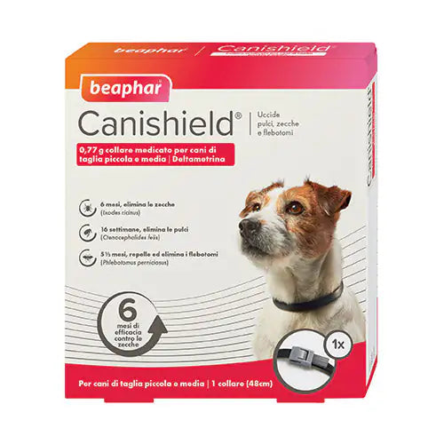 Beaphar Canishield Collare Antiparassitario 1 collare da 48 cm peso inferiore a 20 kg - Antiparassitario per cani - 1° ORDINE? scegli tra BZR5 - BZR20 + 200 pt fedeltà