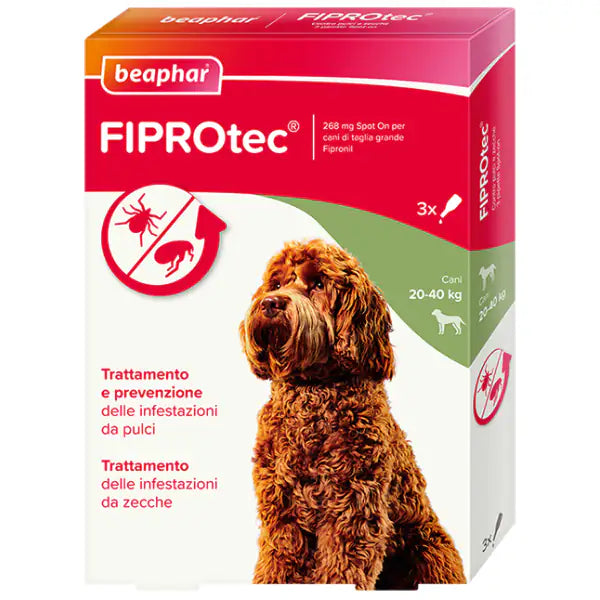 Beaphar Fiprotec Spot On per cani 3 pipette peso 20-40 kg - Antiparassitario per cani - 1° ORDINE? scegli tra BZR5 - BZR20 + 200 pt fedeltà