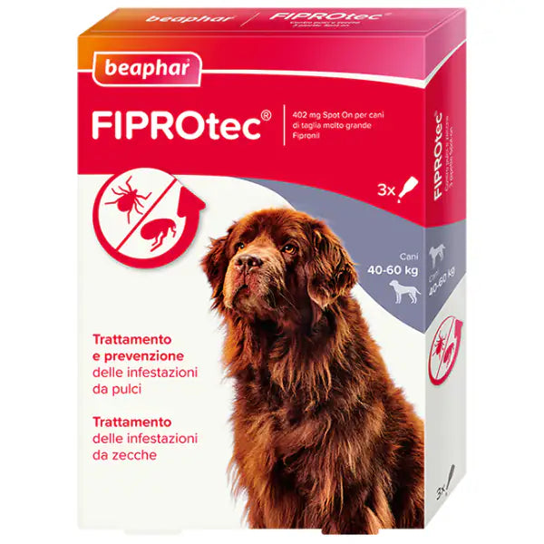 Beaphar Fiprotec Spot On per cani 3 pipette peso 40-60 kg - Antiparassitario per cani - 1° ORDINE? scegli tra BZR5 - BZR20 + 200 pt fedeltà