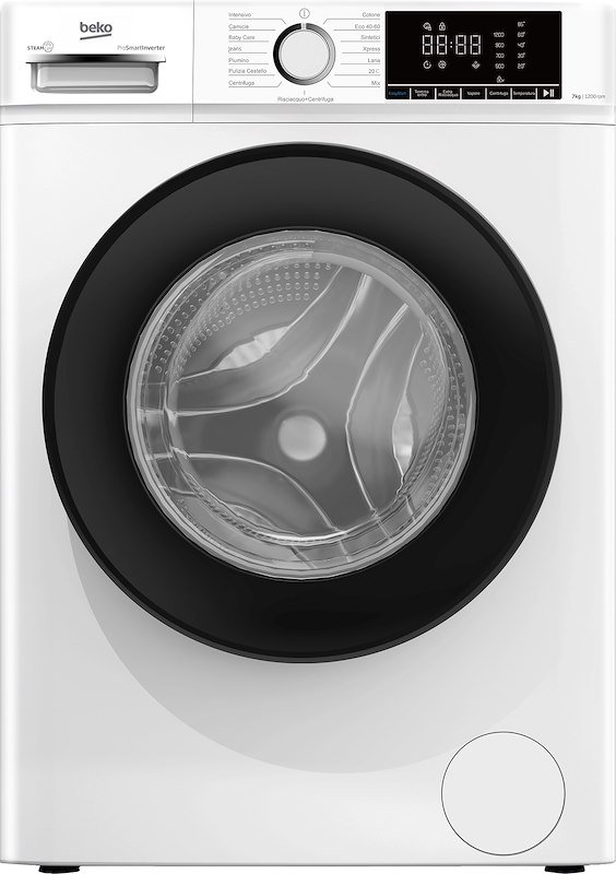 BEKO BMX7126DB LAVATRICE, Caricamento frontale, 7 kg, 15 programmi, Profondità 47,4 cm, Giri 1200 rpm, BIANCO, livello rumorosità centrifuga 76 dB(A), Classe A
