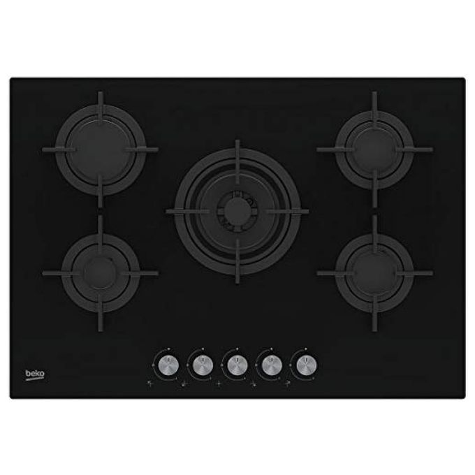 BEKO HILW75222S PIANO COTTURA GAS, 5 zone di cottura, dimensioni: L 75 cm, P 52,4 Nero