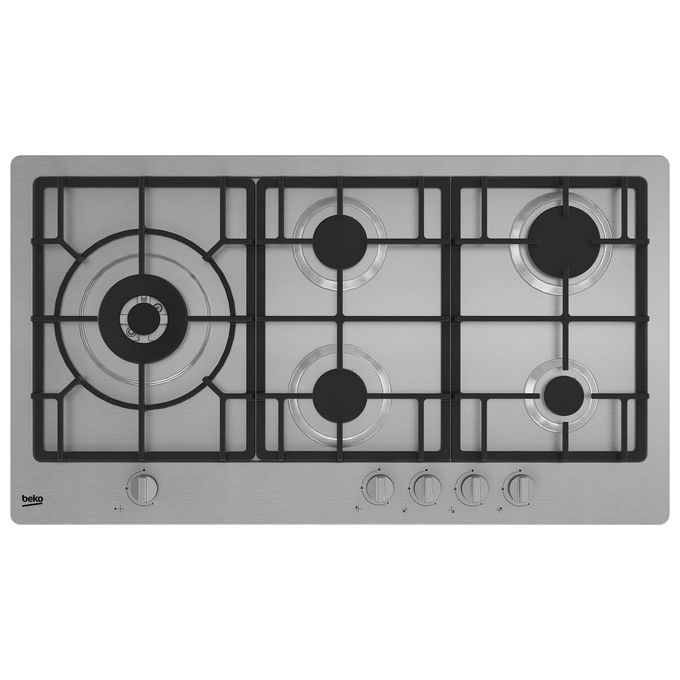 BEKO HIML95225SXE PIANO COTTURA GAS, 5 zone di cottura, dimensioni: L 91 cm, P 51 piano in Acciaio inossidabile, Inox