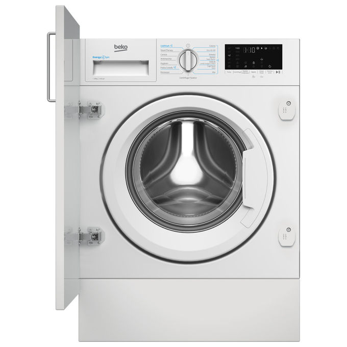 BEKO WIT8A4BW LAVATRICE INCASSO, Caricamento frontale, 8 kg, 15 programmi, Profondità 55 cm, Giri 1400 rpm, Bianco, livello rumorosità centrifuga 70 dB(A), Classe A