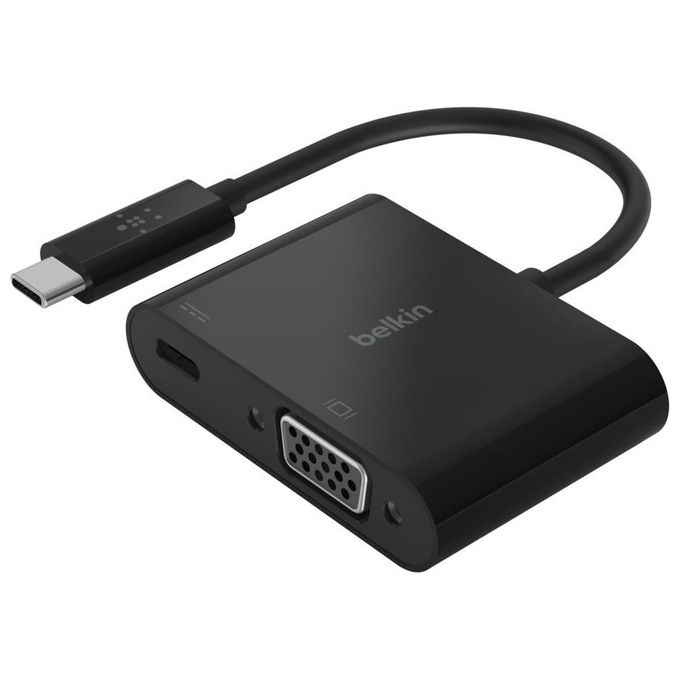 Belkin AVC001BTBK Adattatore USB-C a VGA con Ricarica Power Delivery 60 W Risoluzione 1920x1200 60 Hz colore Nero Belkin AVC001BTBK Adattatore USB-C a VGA con Ricarica Power Delivery 60 W Risoluzione 1920x1200 60 Hz colore Nero