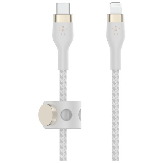 Belkin CAA011BT3MWH Cavo USB C a Lightning 3 m con Ricarica Rapida fino a 20 W Materiale in Silicone Intrecciato colore Bianco Belkin CAA011BT3MWH Cavo USB C a Lightning 3 m con Ricarica Rapida fino a 20 W Materiale in Silicone Intrecciato colore Bianco