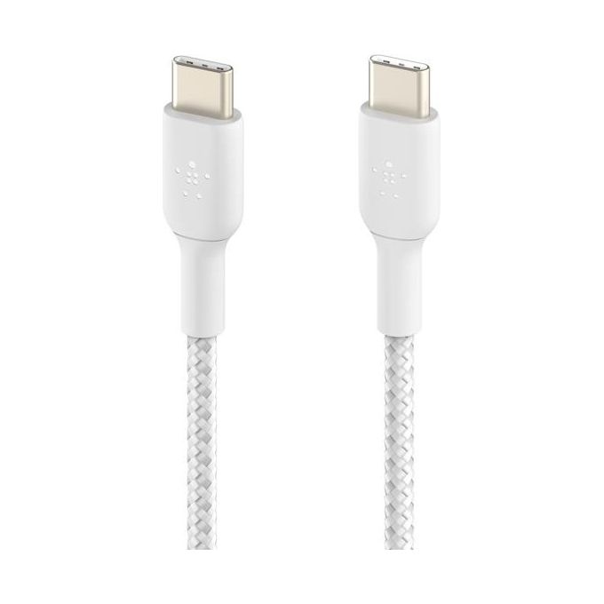 Belkin CAB004BT2MWH BoostCharge Cavo USB-C a USB-C Intrecciato 2 m 60W 480 Mbps colore Bianco