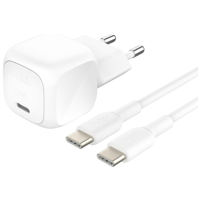Belkin - Caricabatteria Usb-c 20w + Cavo Da Usb-c-bianco