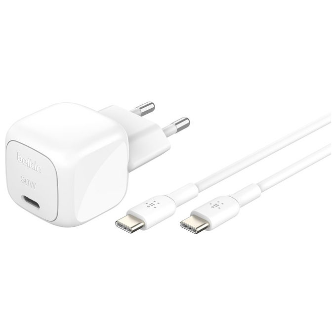 Belkin - Caricabatteria Usb-c 30w + Cavo Da Usb-c-bianco