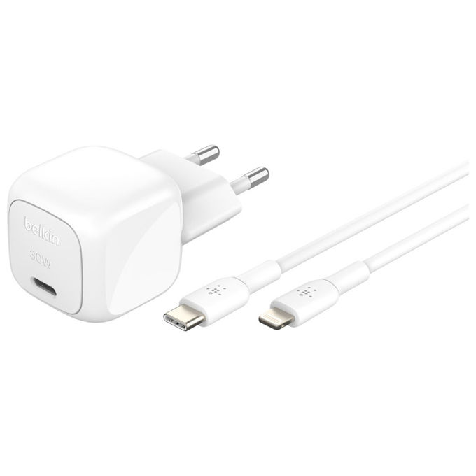 Belkin - Caricabatteria Usb-c 30w + Cavo Da Usb-c Lightning-bianco