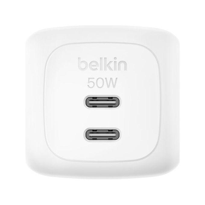 Belkin - Doppio Caricabatteria Da Parete Gan Usb-c Da 50 W-bianco