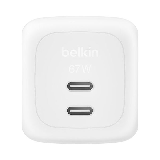 Belkin - Doppio Caricabatteria Da Parete Gan Usb-c Da 67 W-bianco