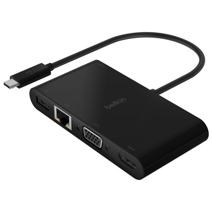 Belkin Multimediale USB-C Adattatore con Porte VGA HDMI 4K USB 3.0 ed Ethernet Alimentazione Passante da 100W