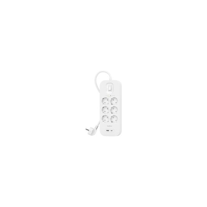 Belkin SRB002VF2M-V2 Protezione da sovratensioni 6 prese 650 Joule 2 m con USB C e USB A colore Bianco