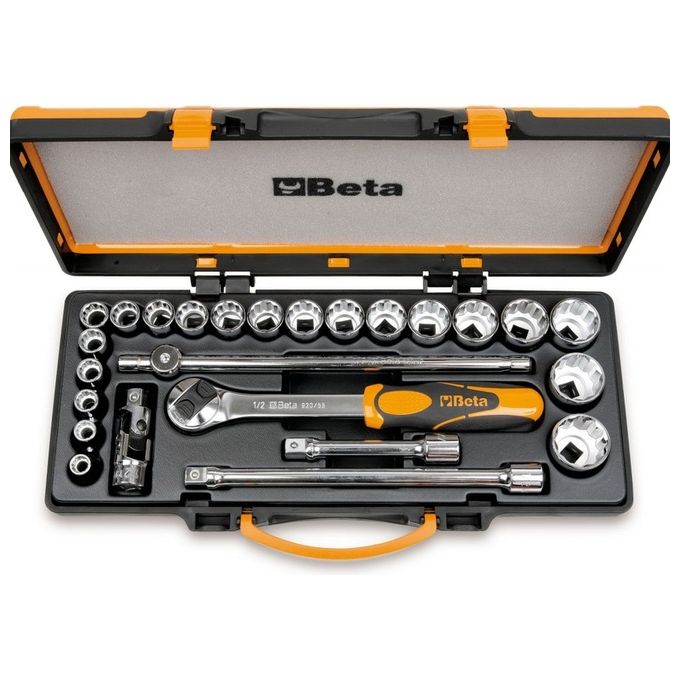 Beta 920B-C20X Set 20 Chiavi a Bussola Poligonali 1-2 pollice e 5 Accessori con Cricchetto Reversibile in Valigetta Metallo Beta 920B-C20X Set 20 Chiavi a Bussola Poligonali 1-2 pollice e 5 Accessori con Cricchetto Reversibile in Valigetta Metallo