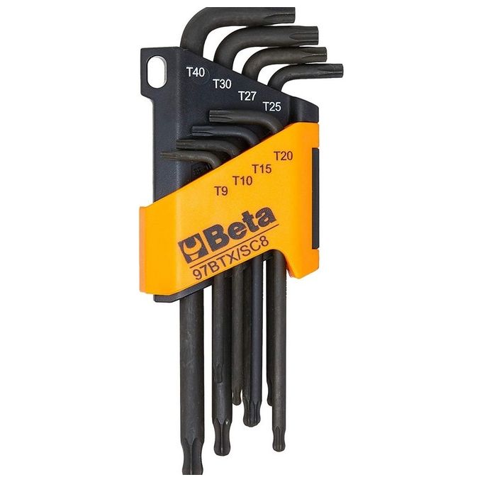 BETA 97Btx-Sc8 Set 8 Chiavi Torx con Impugnatura Cromate Professionali Misure T8 T10 T15 T20 T25 T27 T30 T40 colore Nero BETA 97Btx-Sc8 Set 8 Chiavi Torx con Impugnatura Cromate Professionali Misure T8 T10 T15 T20 T25 T27 T30 T40 colore Nero