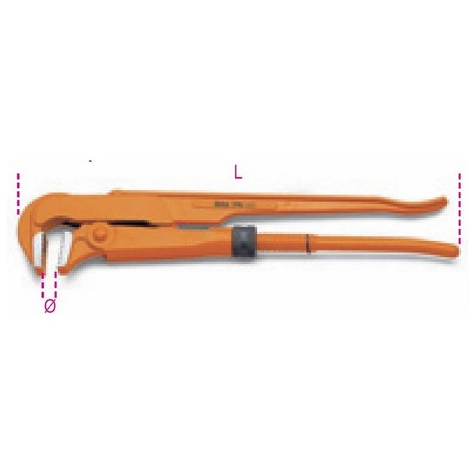 BETA BETA 376 410 Giratubi Modello Svedese con Ganasce Piane a 90° in Acciaio Forgiato Lunghezza 410 mm Diametro Massimo Tubo 49 mm colore Arancione