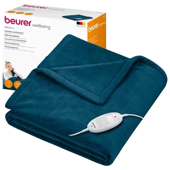 Beurer 42108 HD 75 Cosy Termocoperta 100W 6 livelli di temperatura 180x130 cm lavabile in lavatrice colore Ocean Beurer 42108 HD 75 Cosy Termocoperta 100W 6 livelli di temperatura 180x130 cm lavabile in lavatrice colore Ocean