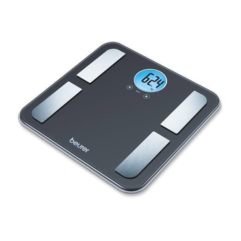 BEURER BF 195 Bilancia Diagnostica che Analizza Grasso, Acqua e Massa Muscolare, Portata 180 kg, Display LCD Retroilluminato Blu
