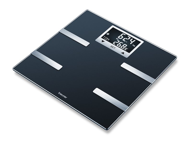 BEURER BF 720 Bilancia Digitale con Bluetooth e App, Analizza Grasso, Massa Muscolare, Ossea, Acqua Fabbisogno Calorico, fino a 180 kg, Nera