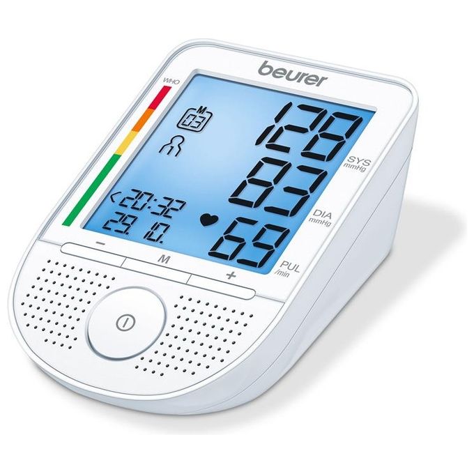 BEURER BM 49 Misuratore di Pressione da Braccio con Voce in Italiano, Display XL Illuminato, Rileva le Aritmie, Memoria per 2 Utenti x 60