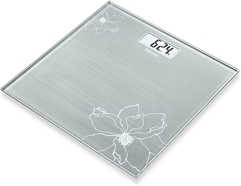 BEURER GS 10 Bilancia da Bagno in Vetro con Effetto Glitter, Ultra Sottile, Portata fino a 180 kg