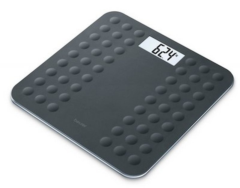 BEURER GS 300 Bilancia in Vetro di Sicurezza con Superficie Antiscivolo, Portata fino a 180 kg, Colore Nero