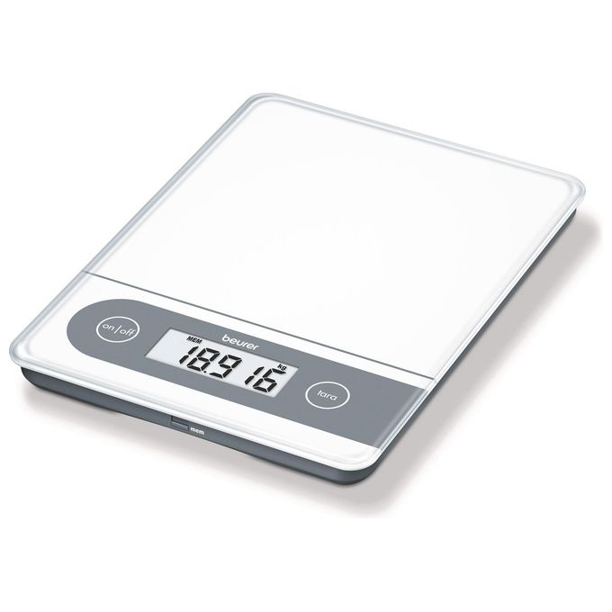 Beurer KS 59 XXL Bilancia da Cucina Digitale 20 Kg precisione 1 g display LCD funzione memoria colore Bianco