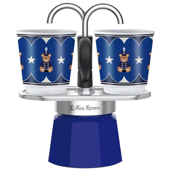 Bialetti 0005349 Mini Express Joyful Christmas Caffettiera Moka 2 tazze 100 ml Alluminio colore Blu