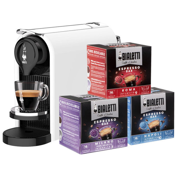 BIALETTI GIOIA PLUS +48CAP, Compatibile con Capsule Bialetti, Pressione pompa 20 bar, Potenza 1200 W, Serbatoio acqua 0,5 l, Disattivazione automatica