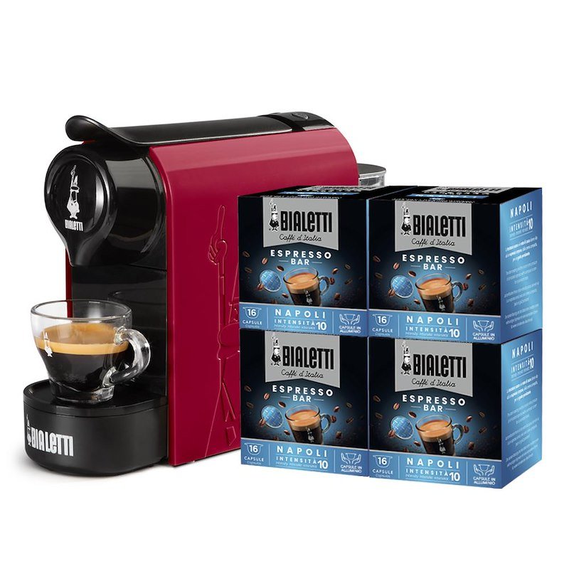 Bialetti - Macchina Da Caffè Espresso Bundle Gioia + 64 Caps-rosso