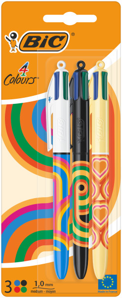Bic 4 Colours Decors Confezione da 3 penne a sfera a scatto - Punta media da 10 mm - Inchiostro a base di olio - 4 colori Bic 4 Colours Decors Confezione da 3 penne a sfera a scatto - Punta media da 10 mm - Inchiostro a base di olio - 4 colori