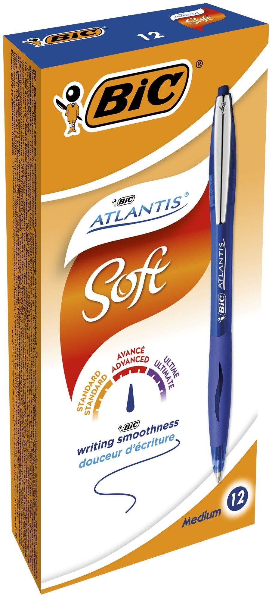 BIC Atlantis Soft Blu Penna a sfera retrattile a clip Medio / 1 pezzo BIC Atlantis Soft Blu Penna a sfera retrattile a clip Medio / 1 pezzo