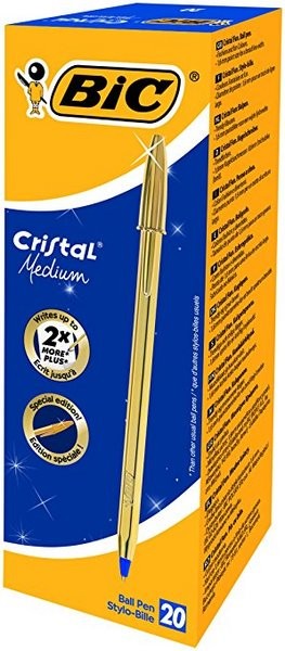 BIC Cristal Medium Blu Penna a sfera retrattile a clip Medio 1 pz - oro