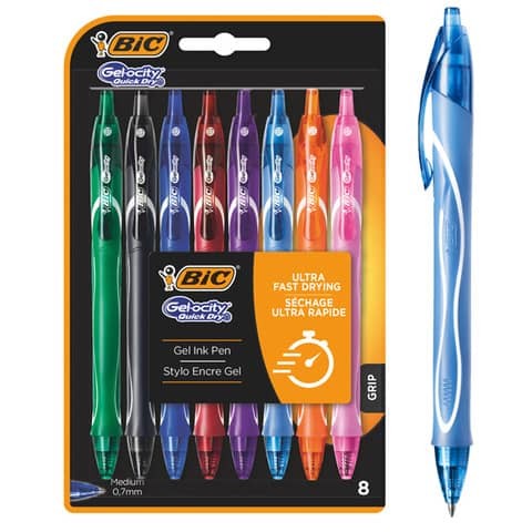 Bic Gel-Ocity Penna a sfera retrattile ad asciugatura rapida - Punta media 07 mm - Inchiostro gel - Asciugatura ultra rapida - Non macchia la carta - Colore turchese