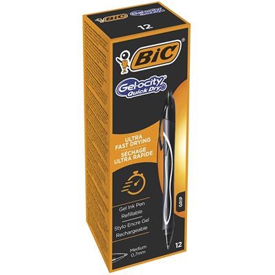 Bic Gel-Ocity Penna Gel Retrattile ad Asciugatura Rapida - Punta Media da 07 mm - Inchiostro Gel - Anti-Sbavature - Asciugatura Ultra Rapida - Colore Nero - Singola penna