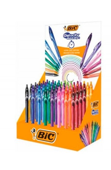 Bic Gel-Ocity Quick Dry Espositore da 48 Penne Retrattili - Impugnatura in Gomma - Punta Media da 07mm - Asciugatura Ultra Rapida - Non Macchia la Carta - Colori Assortiti Bic Gel-Ocity Quick Dry Espositore da 48 Penne Retrattili - Impugnatura in Gomma - Punta Media da 07mm - Asciugatura Ultra Rapida - Non Macchia la Carta - Colori Assortiti