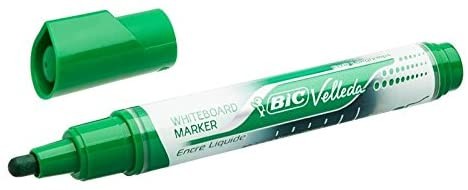Bic Velleda 1701 ECOlutions Pennarelli Lavagna - Punta Rotonda - Linea 1.5 mm - Inchiostro Base Alcool - Ecologico - Cancellazione Ottimale - Colore Verde