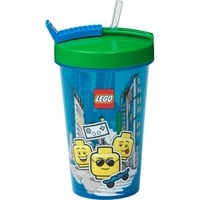 Bicchiere LEGO con cannuccia Iconic Boy Blu brillante, Coppa